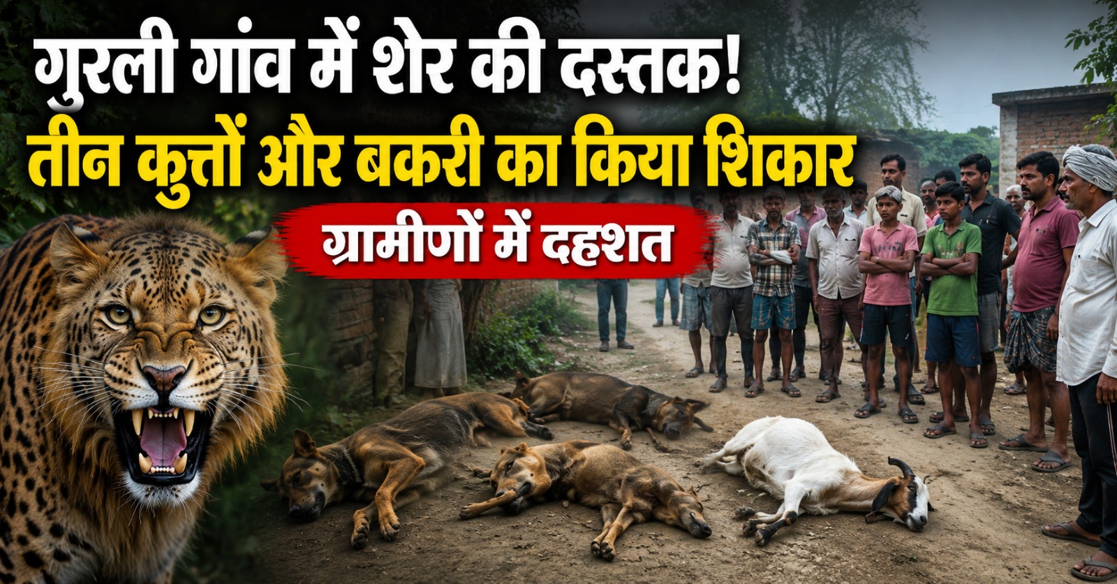 महराजगंज के गुरली गांव में जंगली जानवर के हमले के बाद दहशत में ग्रामीण (सांकेतिक चित्र)